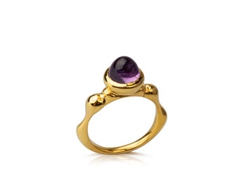 Amethyst stone Minimalist ring