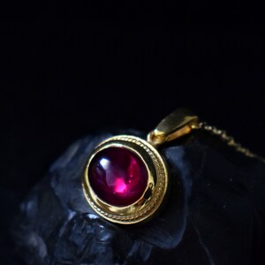 Red crystal pendant Gold plated jewelry Ancient greek necklace Gemstone pendant Womens stone necklace Handmade pendant Anniversary gift image 4