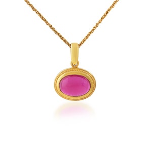 Red crystal pendant Gold plated jewelry Ancient greek necklace Gemstone pendant Womens stone necklace Handmade pendant Anniversary gift Horizontal