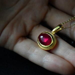 Red crystal pendant Gold plated jewelry Ancient greek necklace Gemstone pendant Womens stone necklace Handmade pendant Anniversary gift image 5