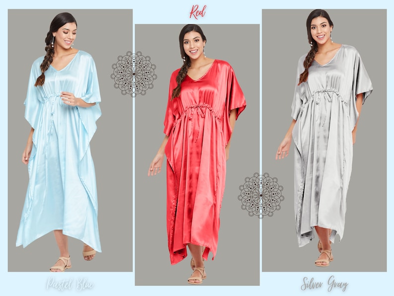 Long sleeve kaftan Satin Robe.