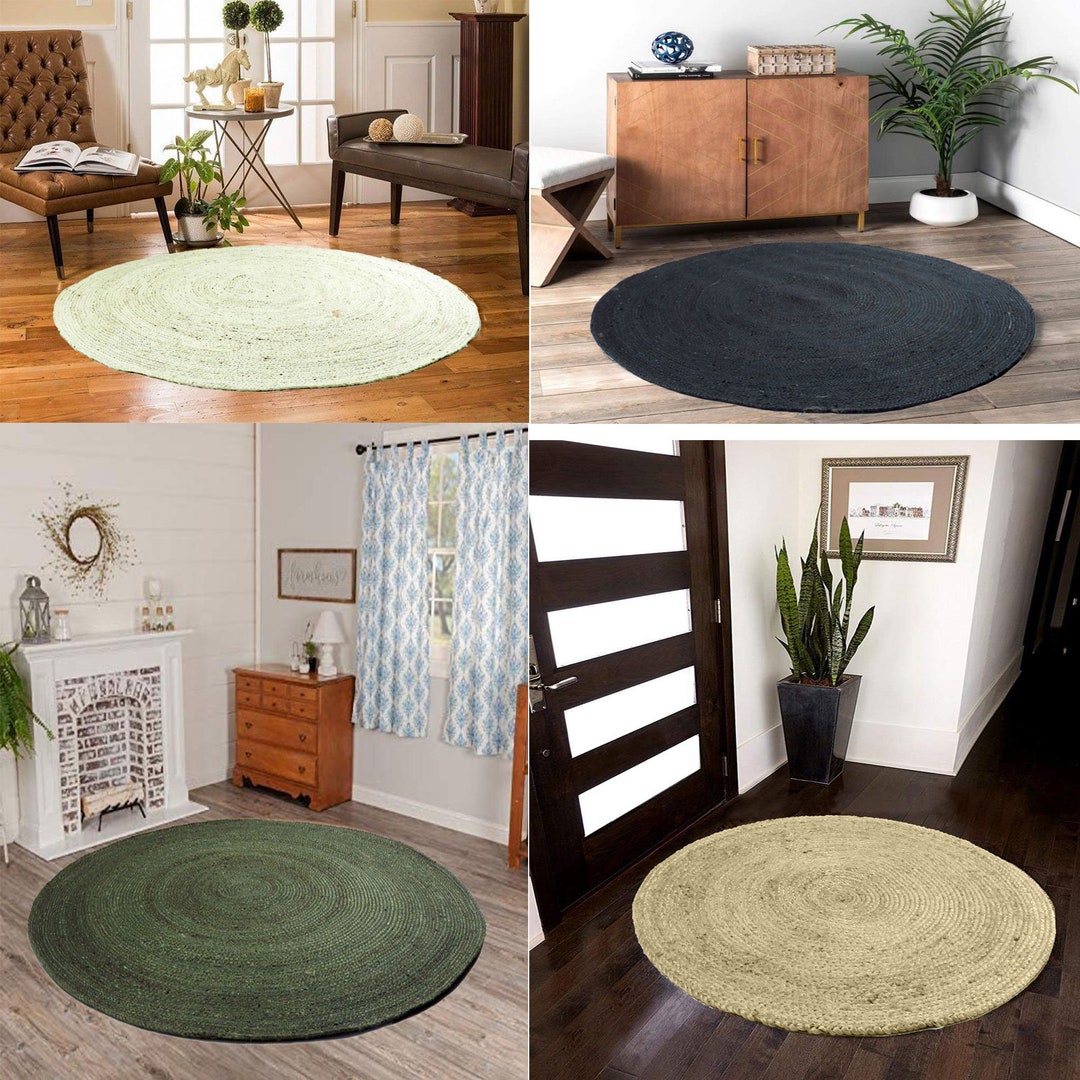 Handmade Braided Jute Round Rug, Bohemian Style, 2x2 to 5x5 Ft - Etsy