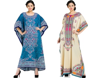 Floral Plus Size Kaftan Dresses for Women Bohemian Summer Caftan Dress Beach Cover Up