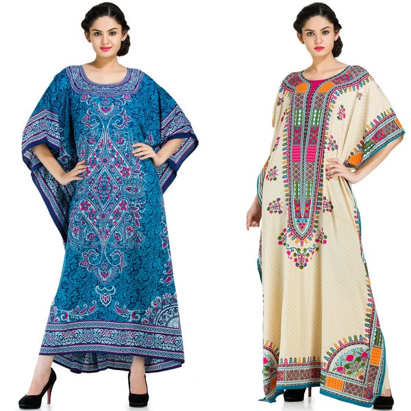 Floral Plus Size Kaftan Dresses for Women Bohemian Summer Caftan Dress Beach Cover Up