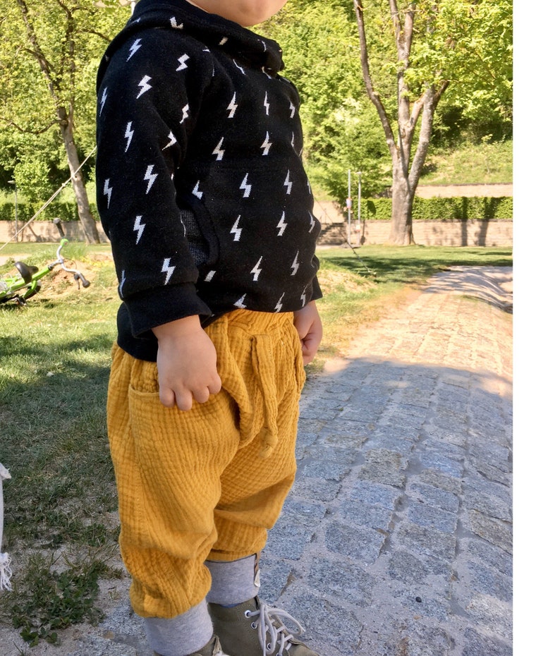 Organic muslin pants with co-wax cuffs Harem pants SAND