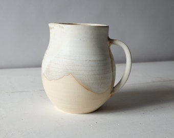 Handmade Pottery Water Pitcher, Cream Stoneware Jug (1 Liter)