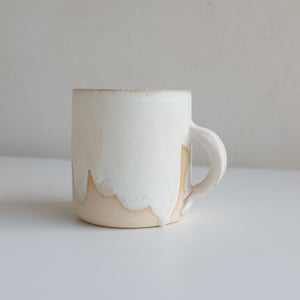 Taza de cerámica blanca con asa - Taza de cerámica de gres - Taza de cerámica - Taza de cerámica moderna