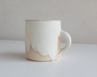 White Pottery Coffee Mug with Handle - Stoneware Coffee Mug - Ceramic Mug - Modern Pottery Coffee Mug