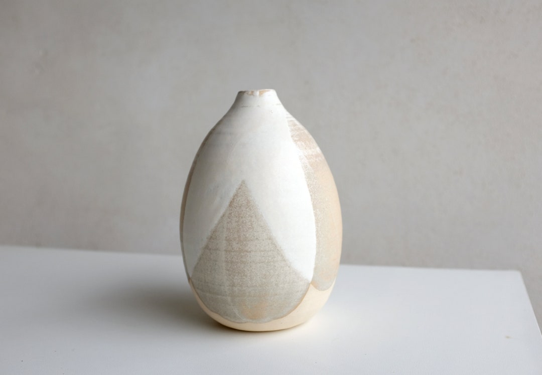 White Ceramic Bud Vase Handmade Pottery Large Ceramic Flower Etsy