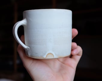 Tazza da caffè in gres fatta a mano - Ceramica bianca moderna, 12,8 oz