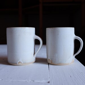 Large Coffee Mug Handmade SET - White Pottery Coffee Mug with Handle - Stoneware Coffee Mug - Ceramic Mug - Modern Pottery Coffee Mug