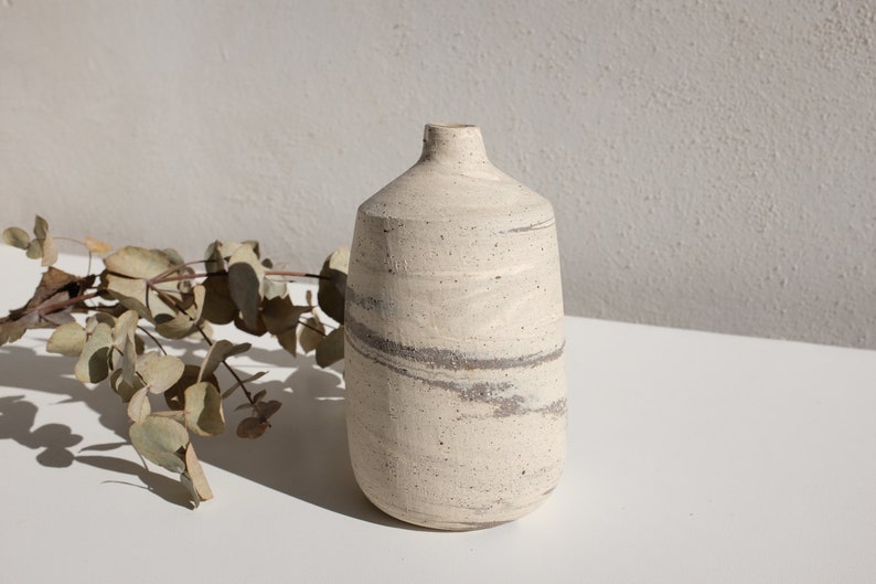 Minimalist Flower Vase, Handmade Pottery Bottle Vase, Stoneware Ceramic Vase, Handmade Flower Vase, Simple Pottery Vase, Modern Ceramics image 1