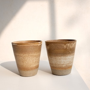 Ceramic Coffee Tumblers - Handmade Pottery Tumblers - Coffee Lovers gift  - Cappuccino Tumbler - Handless Mug