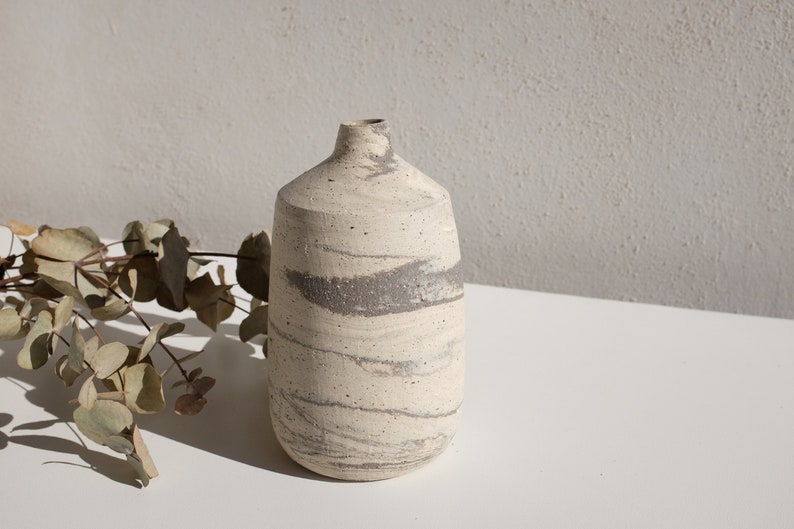 Minimalist Flower Vase, Handmade Pottery Bottle Vase, Stoneware Ceramic Vase, Handmade Flower Vase, Simple Pottery Vase, Modern Ceramics image 2