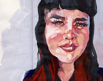 Hand-Painted Personalized Portrait - Original Tempera Artwork - Custom Art Gift