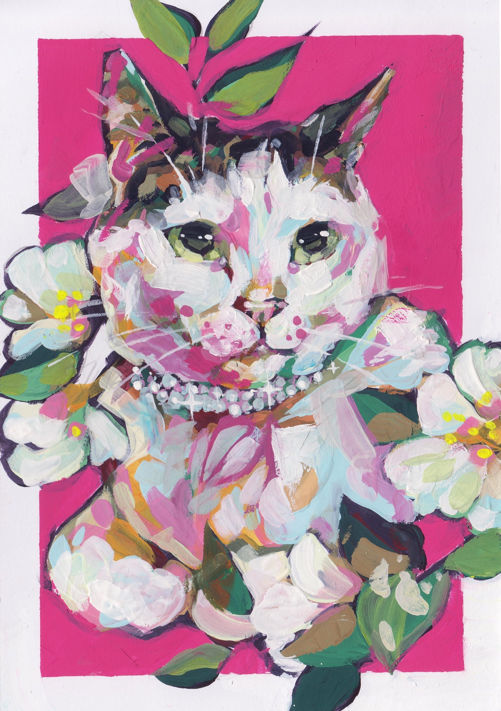 Hand-Painted Custom Pet Portrait - Original Tempera Artwork - Personalized Pet Painting