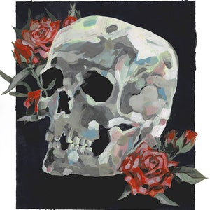 May Death Never Stop You Skull Original Art or Print Tempera Painting image 1