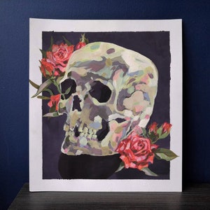 May Death Never Stop You Skull Original Art or Print Tempera Painting image 2