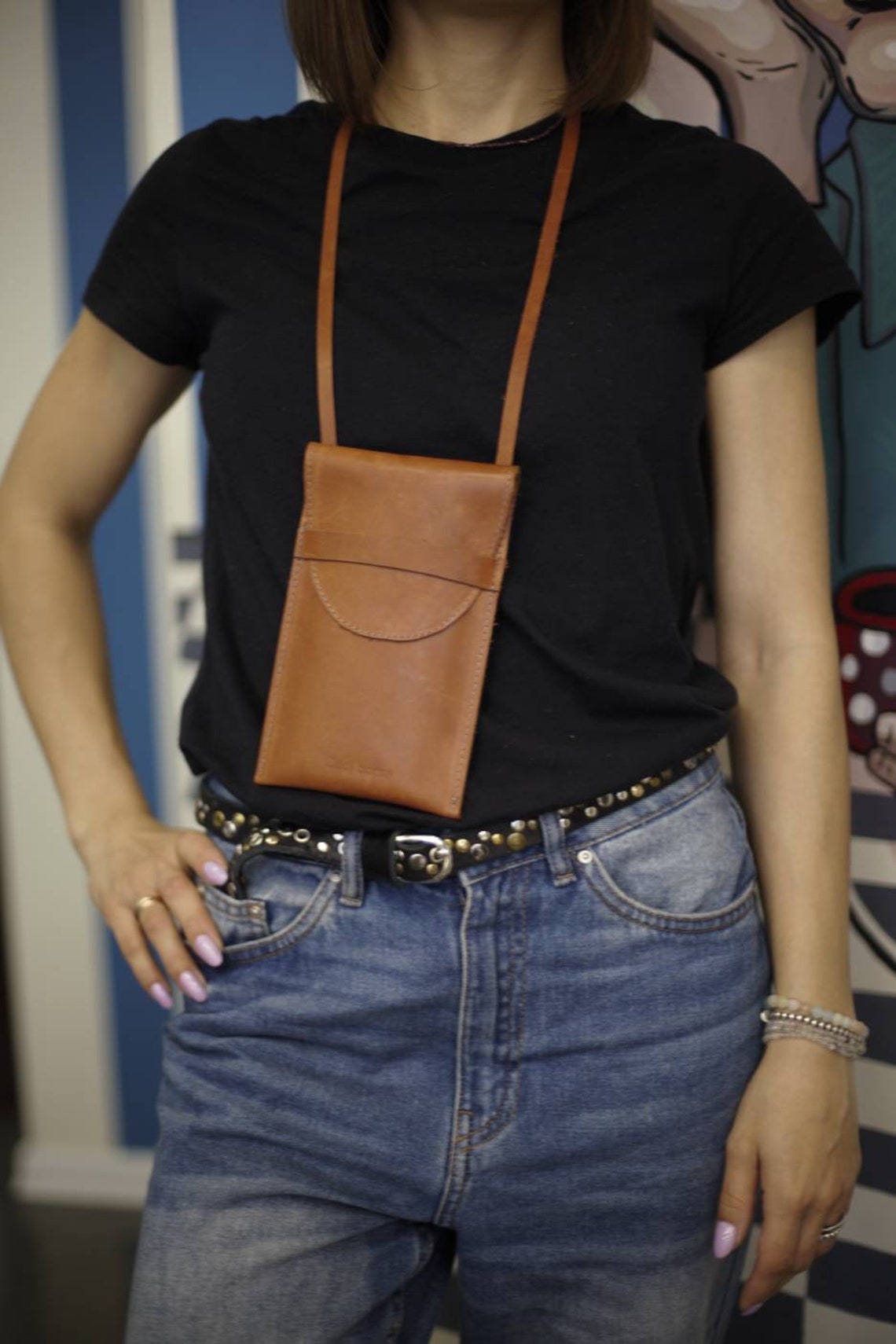 IPhone Neck Pouch iPhone Leather Case Phone Leather Bag Etsy