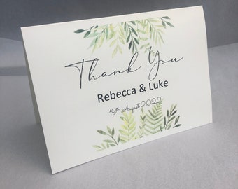 Botanical Design Wedding Thank You Card | A6 | White or Ivory