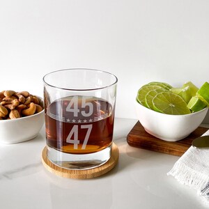 45 47 Trump 10 OZ Old Fashioned Glass, 10 Ounce Whiskey Glass, Trump Whiskey Glass, Whiskey Gift for Dad