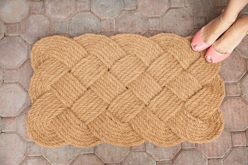 Handwoven Knot Doormat Trendy Hand Made Mat Cute Etsy