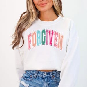 Arch Forgiven Unisex Crewneck Sweatshirt, Christian Sweatshirt, Religious Christian Graphic Sweatshirt
