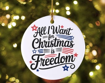 Freedom for Christmas Circle Ceramic Ornament