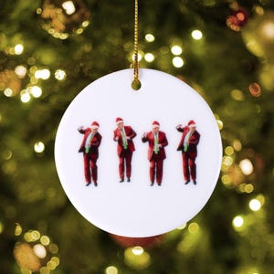 Santa Dancing Trump Christmas Ornament, Ceramic Ornament, Trump Ornament, Gift for Trump Maga