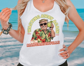Wasting Away Again Trump Racerback Tank Top, Trump 2024 Tank Top, Trump Tank Top