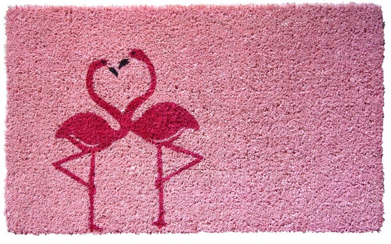 Handwoven Flamingo Heart Doormat Pink 18x30 Welcome Mat Etsy