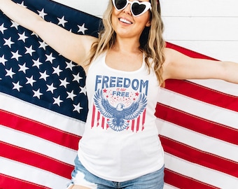 Eagle Freedom Racerback Tank Top, USA Tank Top, American Freedom Tank Top, Freedom Is Not Free