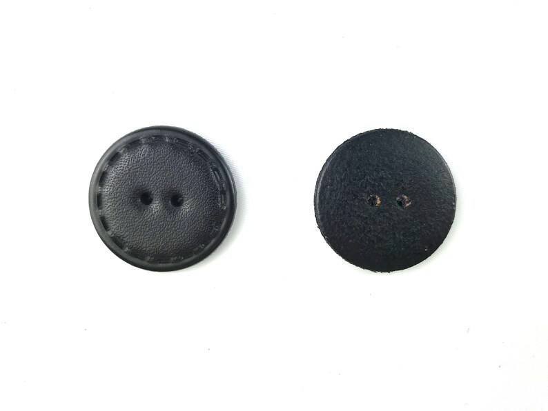Large black leather button 30 mm