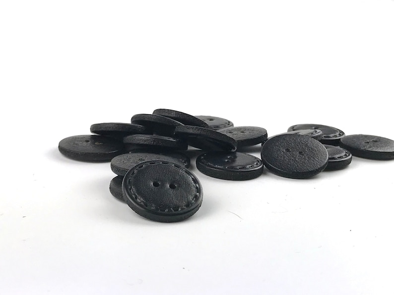 Large black leather button 30 mm