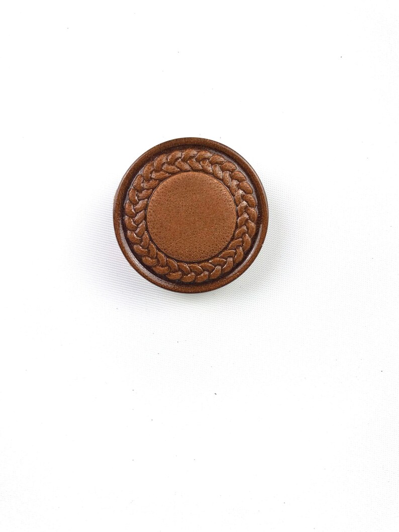 Light Brown Leather Buttons 32 Mm. Etsy
