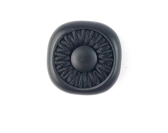 boutons de suttage vintage 26 mm en tissu noir et plastique 60s70s