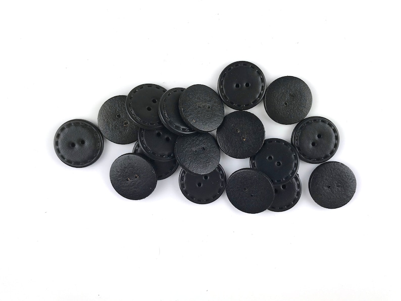 Large black leather button 30 mm
