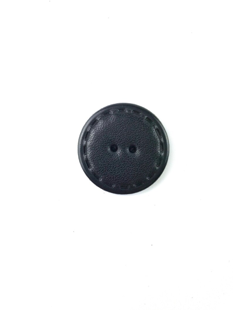 Large black leather button 30 mm