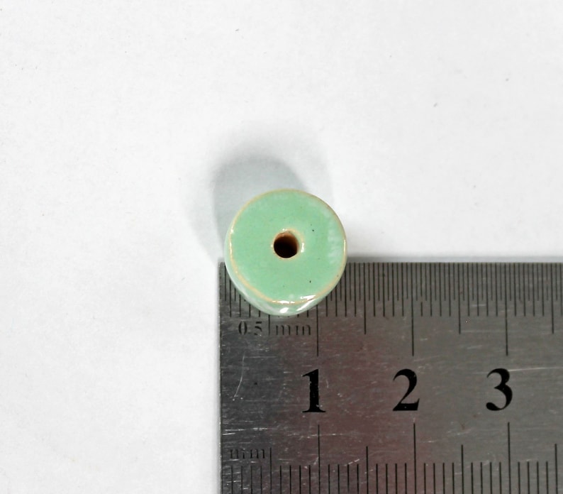 12 Pcs-12mm Mint green handmade ceramic beads for jewelry making