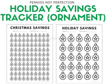 Christmas Ornaments Savings Tracker Printable | Holiday Savings Coloring Chart | Debt Free Christmas Dave Ramsey Inspired