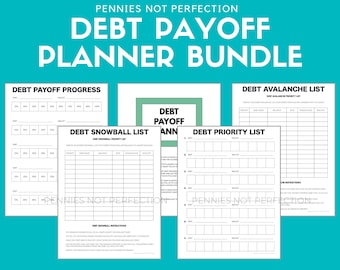 Debt Payoff Planner, Debt Tracker Printable, Payoff Bundle, Debt Snowball, Debt Avalanche, Debt Free Charts Planner PDF Printable Inserts