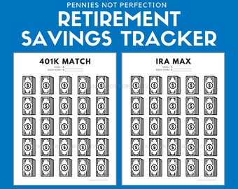 Retirement Savings Tracker Printables | 401K, Roth IRA (PDF)