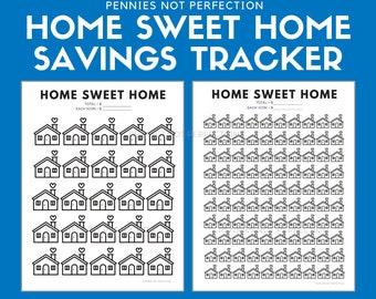 Home Sweet Home Savings Goal Tracker | Home Fund Savings or Debt Payoff Printable Tracker