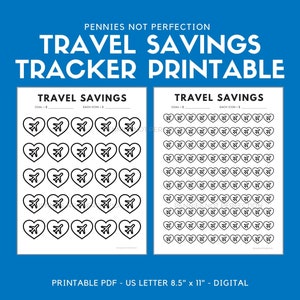 Travel Savings Goal Tracker | Travel Fund Savings Tracker Printable PDF
