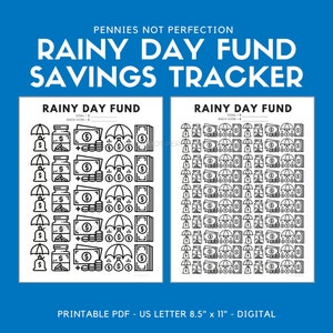 Rainy Day Fund Tracker | Savings Tracker | Savings Printable Chart