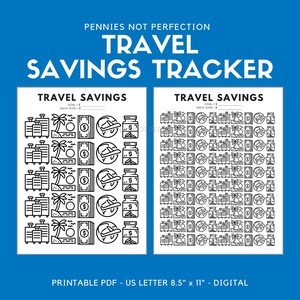 Travel Savings Goal Tracker | Travel Fund Savings Tracker Printable PDF