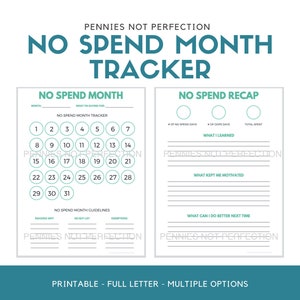 No Spend Month Tracker, No Spend Challenge Printable