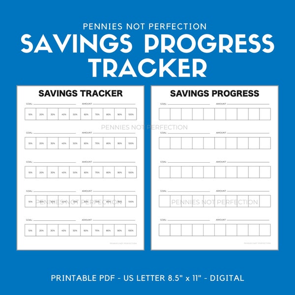 Savings Progress Tracker, Savings Tracker, Savings Printable PDF