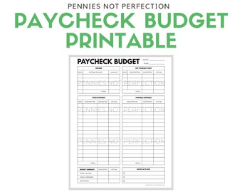 Paycheck Budget Printable  | Paycheck Budgeting Planner Printable Tracker
