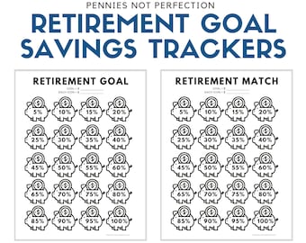 Retirement Goal Savings Tracker | Piggy Bank Retirement Tracker Printable PDF